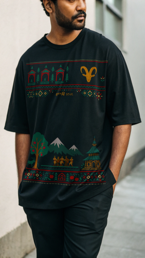 Pahadi Soul Black Oversized T-shirt