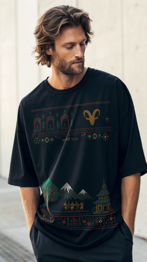 Pahadi Soul Black Oversized T-shirt